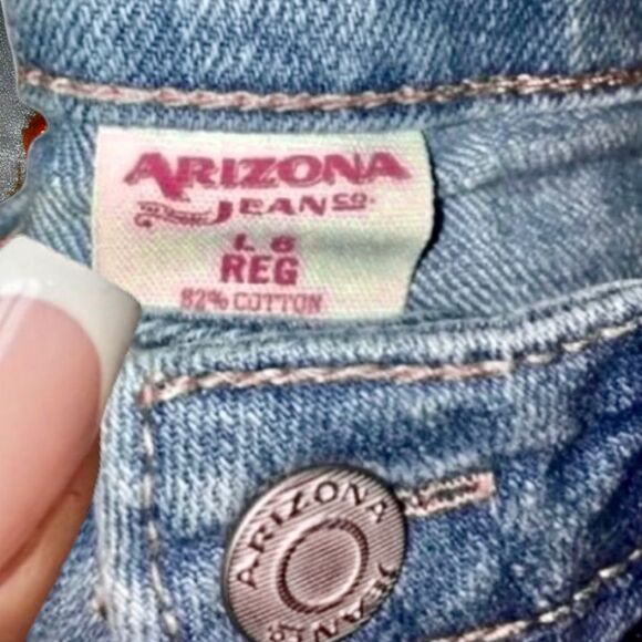 Arizona NWT Jeans Adjustable Waistband Distressed Skinny Jeans Girl’s L REG 6 - Picture 2 of 14